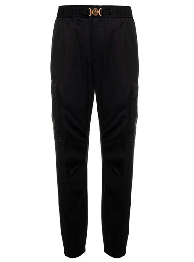 Versace Black Cargo Trousers With Greca Web Belt With Medusa Buckle