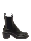 Jil Sander Block Heel Leather Ankle Boots In Black