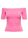 Alexander Mcqueen Pink Off-the-shoulders Top In Viscose Blend Woman In Psychedelic Pink