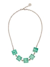 MARNI CHAIN NECKLACE WITH BRANDED DICE-SHAPED CHARMS IN GREEN TRANSPARENT RESIN