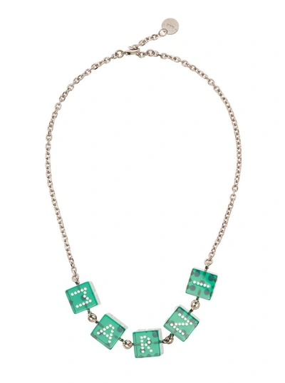 Marni Chain Necklace With Branded Dice-shaped Charms In Green Transparent Resin Woman In Not Applicable
