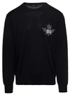 Dsquared2 D2 Leaf Wool Sweater In Black