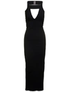 RICK OWENS MAXI BLACK DRESS WITH CUT-OUT IN VISCOSE BLEND