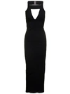 Rick Owens Maxi Black Dress With Cut-out In Viscose Blend Woman In Multi