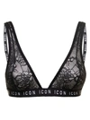Dsquared2 D-squared2 Woman's Black Lace Bra With  Logo Print In Black
