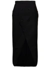 Alexander Mcqueen Black Long Sartorial Skirt With Front Split In Wool Woman In Black
