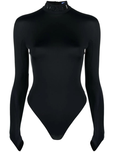 Mugler Neckline Bodysuit In Black