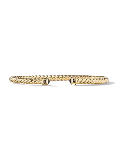 David Yurman Men's Cablespira Cuff Bracelet In 18k Yellow Gold In Black Onyx