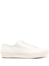 JIL SANDER WHITE LACE-UP LOW TOP SNEAKERS IN CANVAS