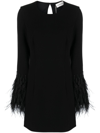 P.a.r.o.s.h Feather-trimmed Mini Dress In Nero