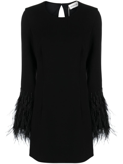 P.a.r.o.s.h Feather-detail Cut-out Minidress In Nero