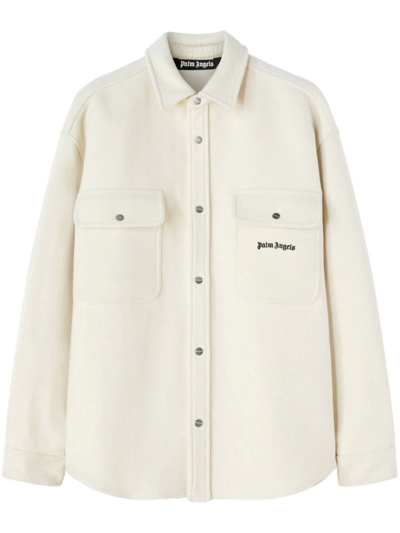 Palm Angels Logo-embroidered Twill Shirt Jacket In Multi-colored