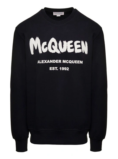 Alexander Mcqueen Graffiti Black Sweatshirt