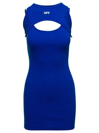 Off-white Off Stamp Rib Round Mini Dres Blue White