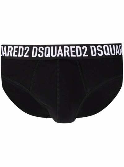 Dsquared2 Black Cotton Briefs With Logo