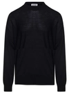 JIL SANDER BLACK CREWNECK SWEATER WITH LONG SLEEVES IN WOOL