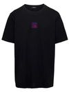 BALMAIN BLACK T-SHIRT WITH FRONT LOGO EMBROIDERY IN ORGANIC COTTON