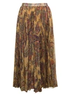 ETRO MAXI MULTICOLOR PLEATED SKIRT WITH ALL-OVER PAISLEY PRINT IN FABRIC