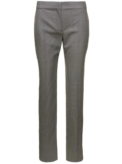 Alexander Mcqueen Grey Tailored Pants With Houndstooth Motif In Wool