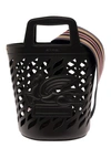 Etro Black Bucket Bag With Multicolor Shoulder Strap And Pegasus Detail In Black
