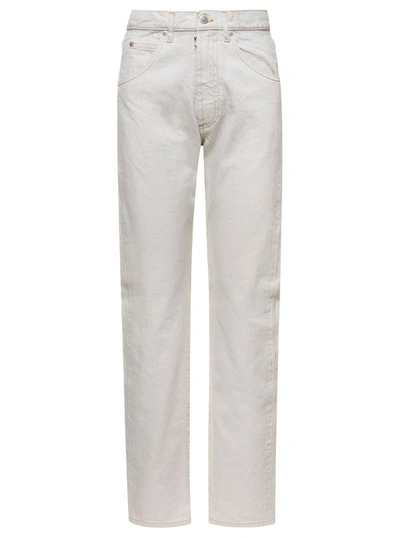 Maison Margiela White 5-pocket Style Straight Jeans With Contrasting Stitching In Cotton Denim