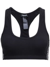 Dsquared2 Stretch Cotton Sport Bra With Logoed Bands In Black