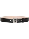BALMAIN BLACK BELT WITH LOGO BUCKLE IN SMOOTH LEATHER