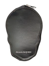 ALEXANDER MCQUEEN BLACK SKULL-SHAPED CARD-HOLDER WITH ZIP IN LEATHER