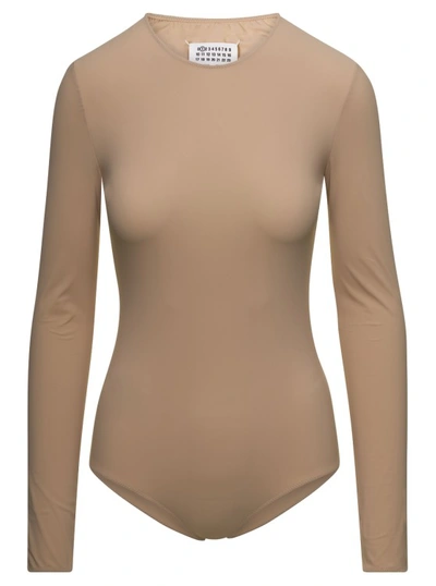Maison Margiela Technical Stretch Jersey Long Sleeves Body In Neutrals