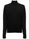Maison Margiela Black Turtle Neck With Contrasting Stitching Detail In Wool Woman In Black
