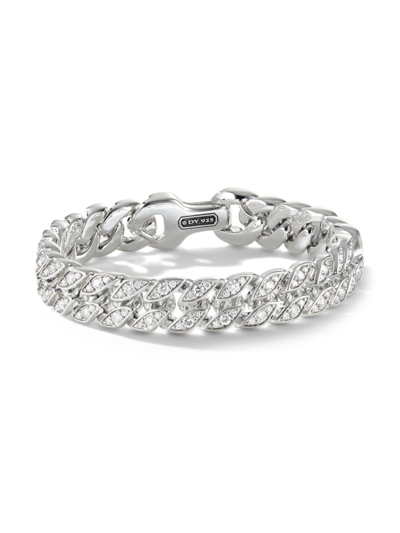 David Yurman Men's Curb Chain Bracelet With Pavé Diamonds In Silver, 11.5mm