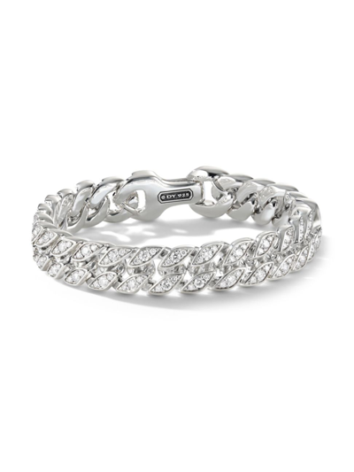 David Yurman Men's Curb Chain Bracelet With Pavé Diamonds In Silver, 11.5mm In Adi