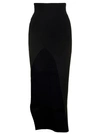 Rick Owens 'theresa' Maxi Black Skirt With Wide Split At The Front In Viscose Blend Woman In Black