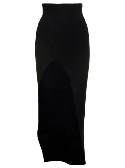 RICK OWENS THERESA' MAXI BLACK SKIRT WITH WIDE SPLIT AT THE FRONT IN VISCOSE BLEND