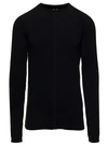 RICK OWENS BLACK LONG SLEEVE TOP WITH CREWNECK IN CASHMERE AND WOOL