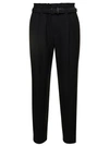 Brunello Cucinelli Black Cropped Pull-up Pants With Belt In Rayon Blend Woman In Black