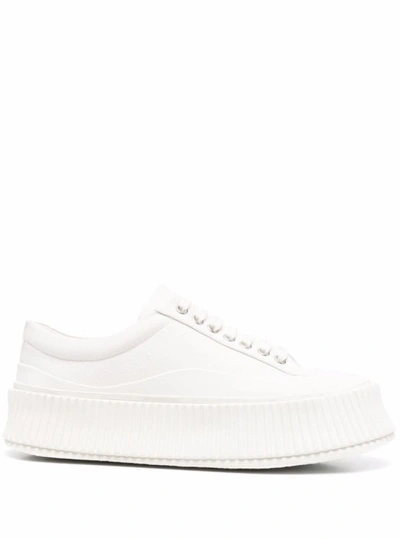 JIL SANDER WHITE RECYCLED COTTON SNEAKERS