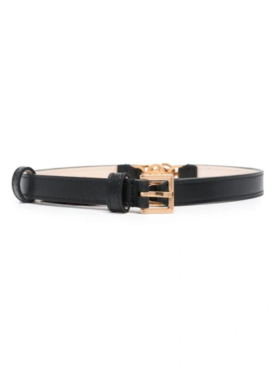 Versace Black Belt With Golden Buckle And Medusa Detail In Smooth Leather