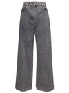ETRO GREY BOOTCUT JEANS WITH PAGASUS PATCH IN COTTON DENIM