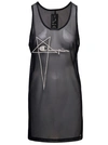 RICK OWENS BASKETBALL' MINI BLACK DRESS WITH PENTAGRAM EMBROIDERY AT THE FRONT IN MICROMESH