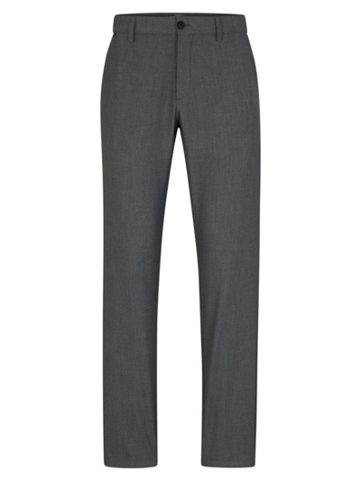 Hugo Boss Slim-fit Trousers In Micro-pattern Performance-stretch Fabric In Grey