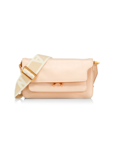 Marni Women's Trunk Leather Shoulder Bag In Shell