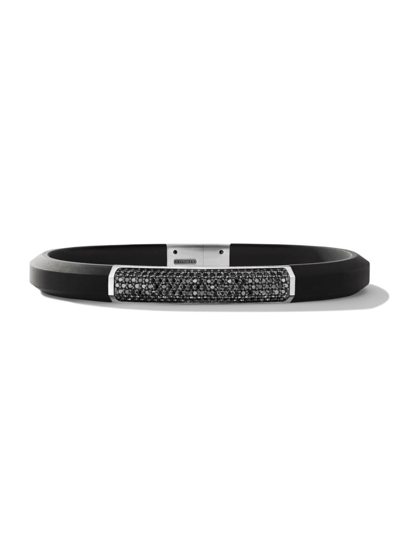 David Yurman Men's Streamline Id Bracelet In Rubber In Black Diamond