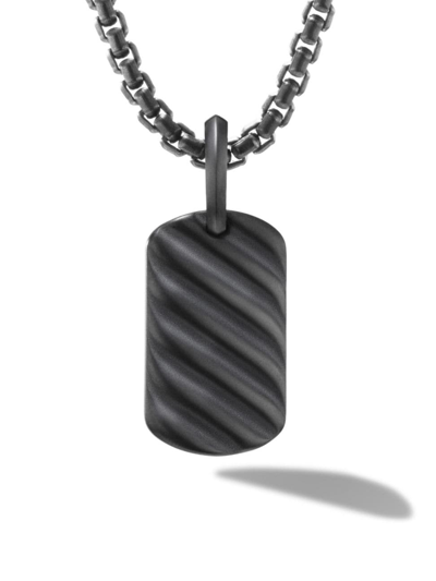 David Yurman Sculpted Cable Titanium Tag Pendant In Black