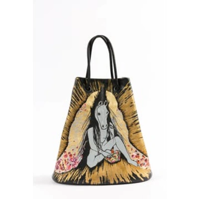 Gina Mcquen Hand-painted Leather Bag | Lola Spiritual Being In Black
