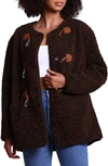 AVEC LES FILLES TOGGLE FRONT FAUX SHEARLING JACKET