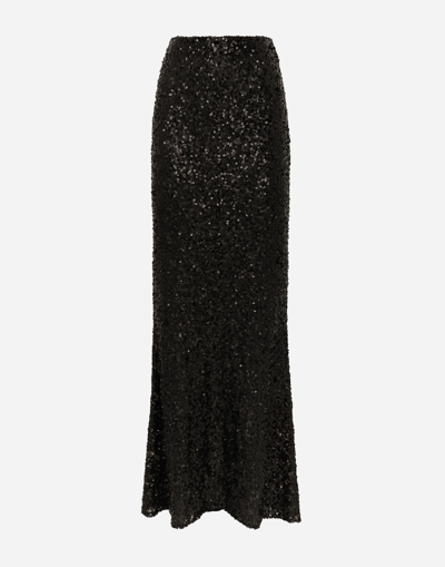 Dolce & Gabbana Long Sequined Mermaid Skirt In Black