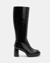 Allsaints Pip Knee High Leather Boots In Black Shine