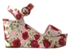 DOLCE & GABBANA MULTICOLOR FLORAL PRINT WEDGES FLORAL ANKLE STRAP SANDALS