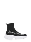 Versace Jeans Couture Logo-print High-top Sneakers In Black